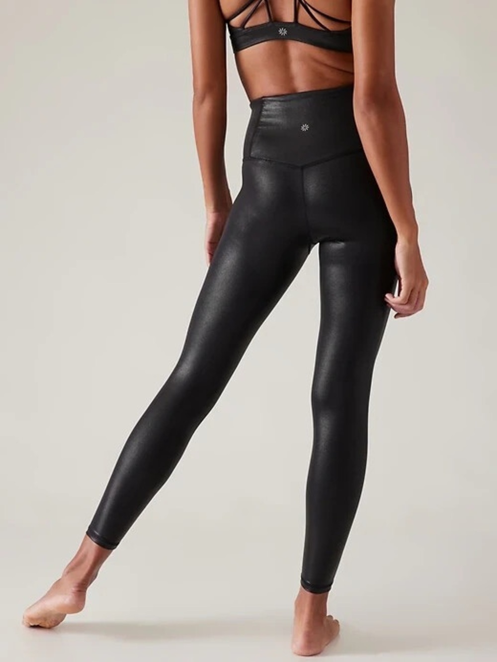 {L} Athleta Elation Shine High-Waist Black Shine Leggings